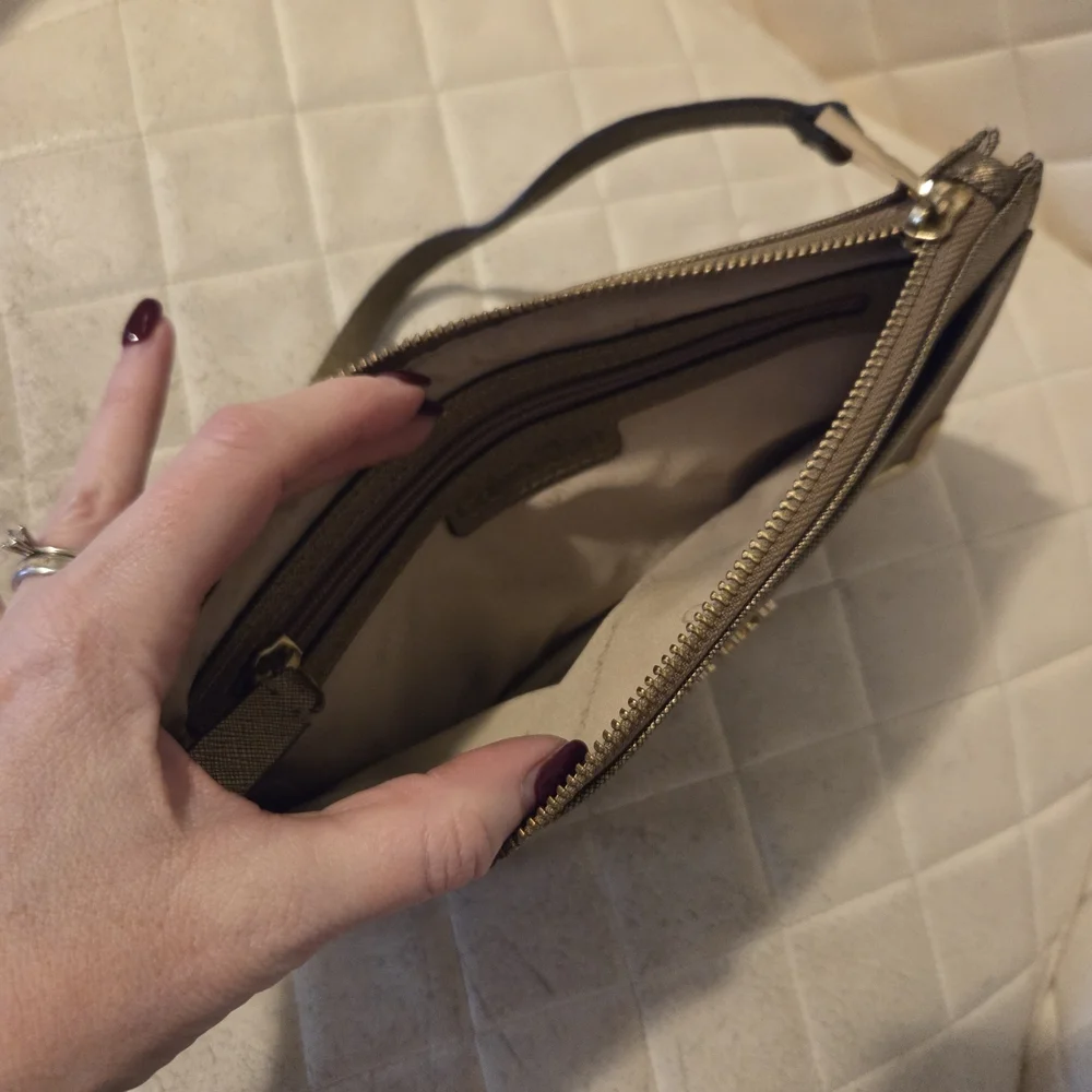 Calvin Klein Saffiano Leather Gold Wristlet